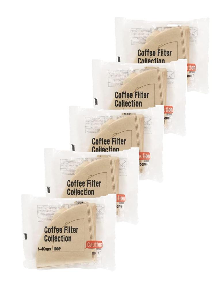 Kanae Paper Conical Coffee Filters (1-4 Cups), 100 Filters Per Pack, 5 Packs