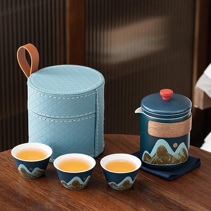 Portable Travel Tea Set Outdoor Kung Fu Tea Set Tea Pot Kuaike Cup Business Gift Gift