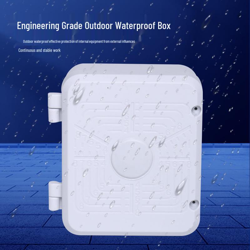 Square Plastic Outdoor Waterproof Cable Concealer Box for Camera Power and Storage.