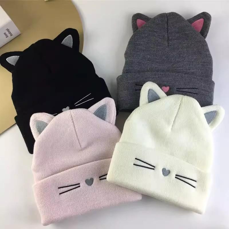 Cute Animal Design Knit Cap For Women Fall Winter Warm Polyester Beanie