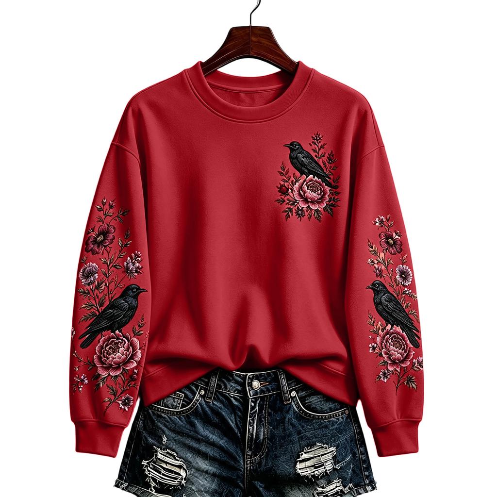 Women's Halloween Pullover Sweatshirt Casual Printed Long Sleeve Top
