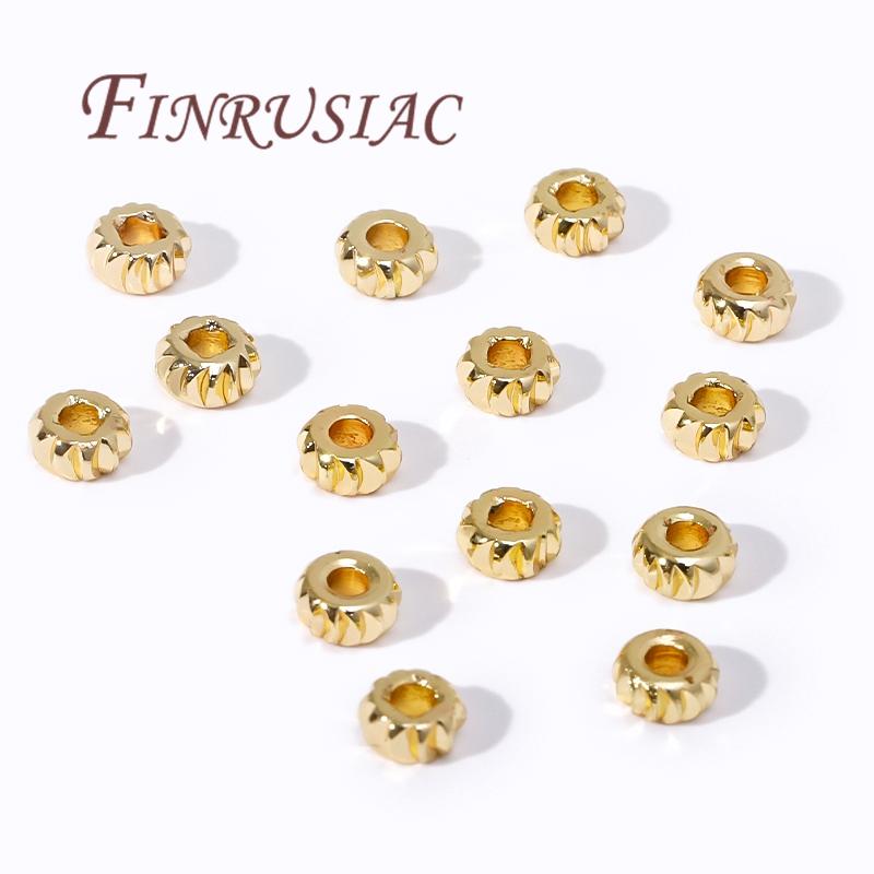 3mm 4mm Korálky Rozdělující 18K Zlatem Pokovené Volné Korálky Oddělovač Pro Korálky, Potřeby Pro Výrobu Šperků DIY, Doplňky Pro Náramky