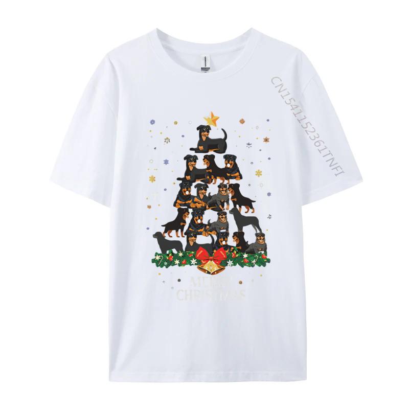 Christmas Rottweiler Dog Tree For Girl Tshirts Top Tshirts Fitness Hip Hop Cotton Tops Shirts 3d Printed T Shirts S