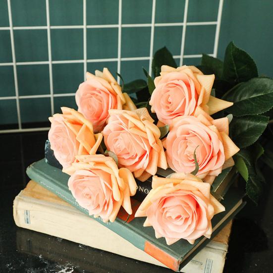 Fuktig Overflate Grønne Blader Faldsøm Imiterte Rose Bryllup Dekorative Planter Brude Kunstige