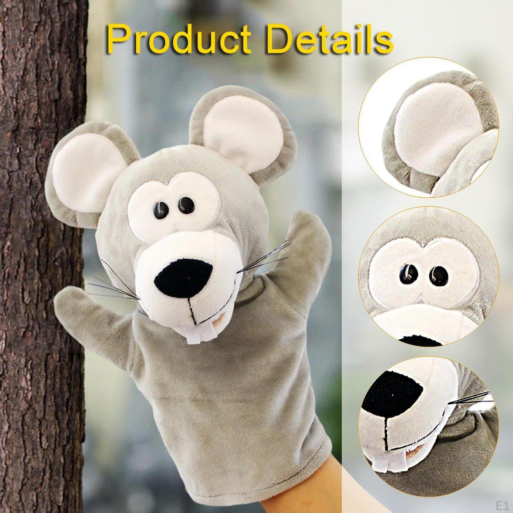 Mice Hand Puppet Cat Wrestling Glove Teaching Storytelling with Working Mouth Toy for Role Play