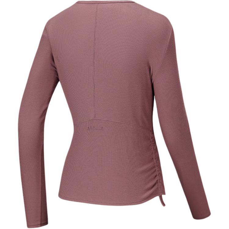 Anta Versatile V-Neck Soft Comfortable Breathable Long Sleeve T-Shirt Women Tops 162537402-1
