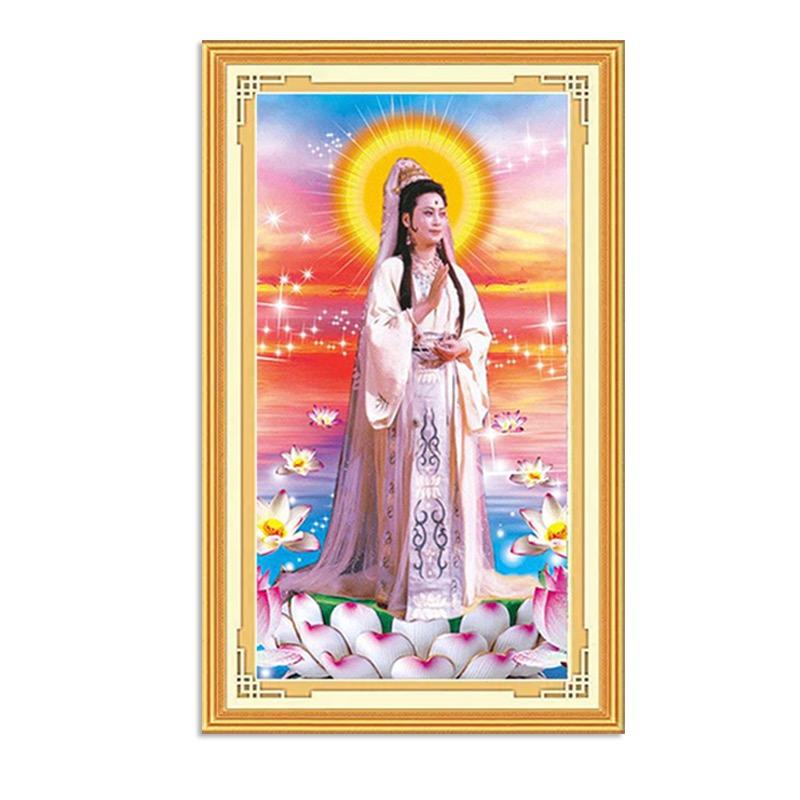 

5D Алмазная Картина Полная Алмазная Паста Вышивка Крестом Мозаика Искусство Гуаньинь Бодхисаттва Будда Новая Гостиная Алмазная Вышивка Сделай Сам 100-50CM белый