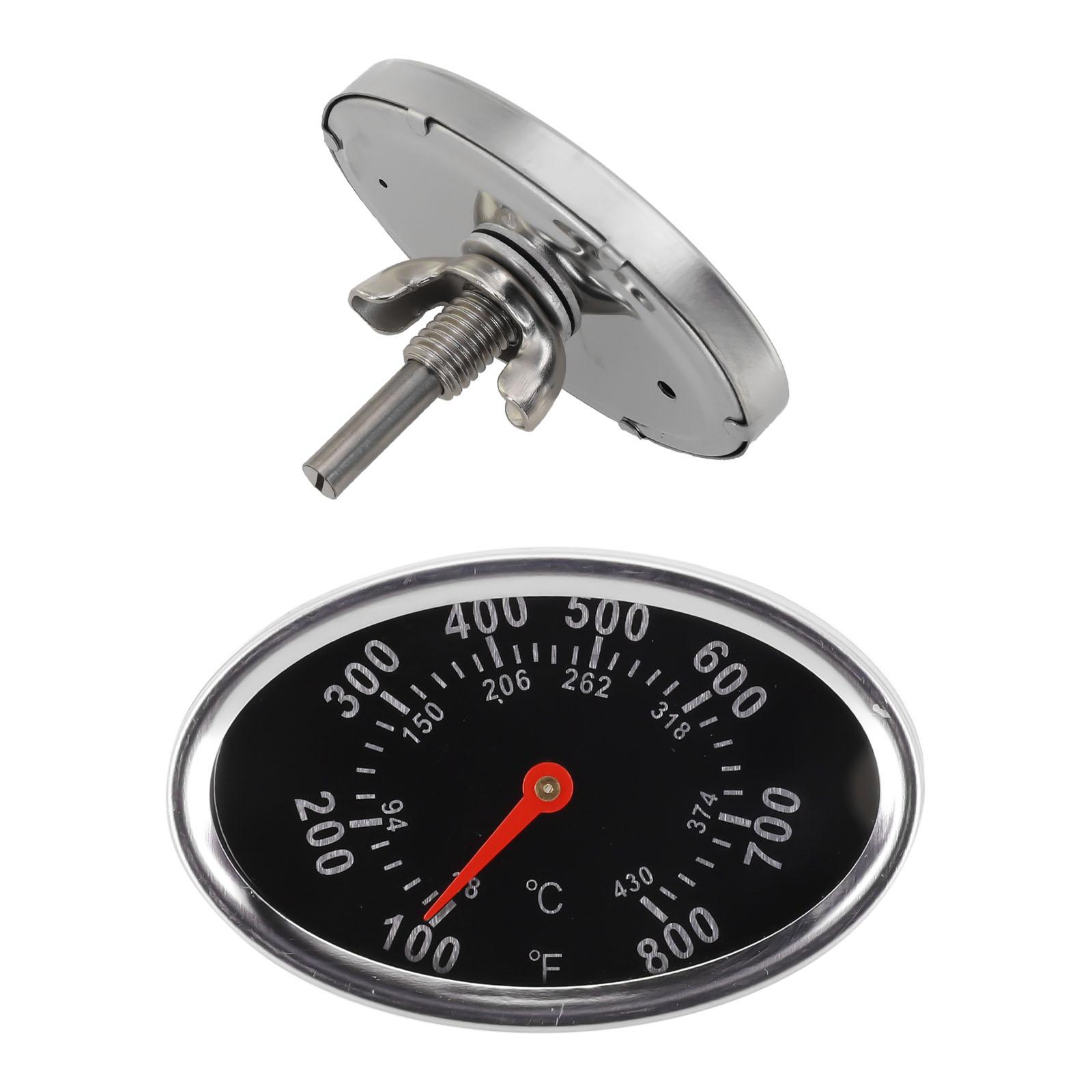Practical Quality Grill Thermometer Temperature Gauge Silver&Black Thermostater 1pcs Oval Replacement Accessories