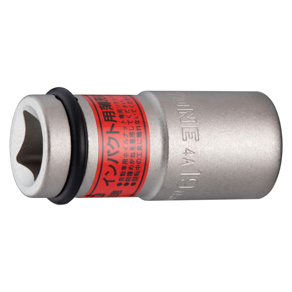 TONE Impact Thin Wheel Nut Socket 19mm Hex Size HP4A-19N, 12.7mm (1/2") Drive, Red,