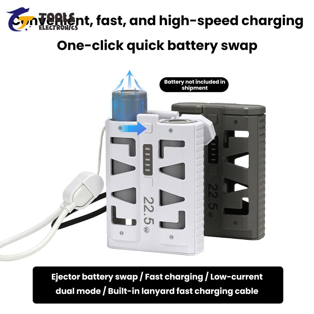 2*21700 Batteries DIY Power Bank Case Kit Fast Charging Dual Mode One-Click Battery Swap for Low Current Devices 22.5W