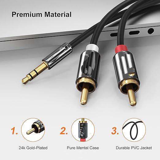 Cinch auf 3,5 mm Klinke Audiokabel, 3,5 mm auf 2 Cinch Kabel Stecker Cinchkabel, Y-Splitter B06XFTHCNY