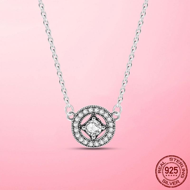 Trendy Circle Collier Chain Link Necklace For Women Cz Party Gift Copper Trendy Necklace Luxury Jewelry Collar