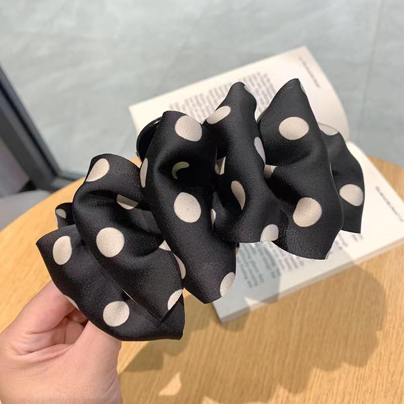 Luksusowa damska spinka do włosów kok z chmurką i kokardą – Duży dodatek typu szczęka rekina