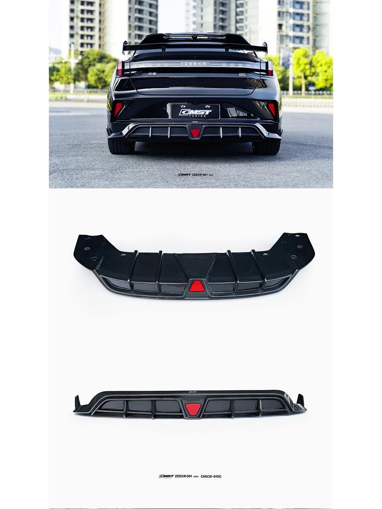 Carbon Fiber Body Kit for Zeekr 001: CMST Front Splitter, Bumper Air Vents, Side Skirts, Rear Diffuser, and Lip