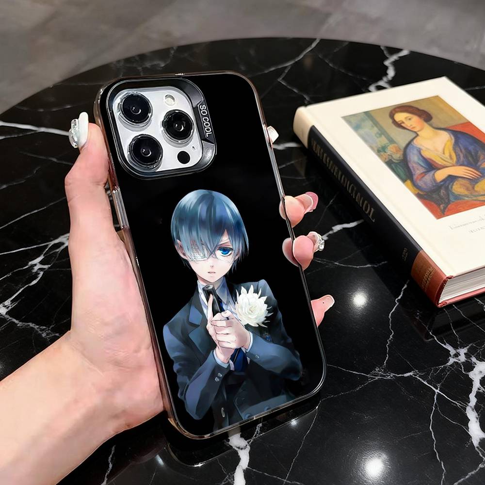 Black C-Ciel P-Phantomhive Butler  Phone Case For iPhone 17,16,15,14,13,12,11 Plus,Pro Max,XS,Colorful Silver Black Cover