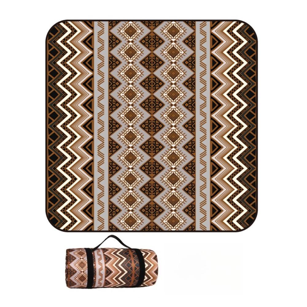 Vintage Print Picnic Blanket Waterproof Outdoor Camping Mat Carry Strap Foldable Travel Rug for Beach Park