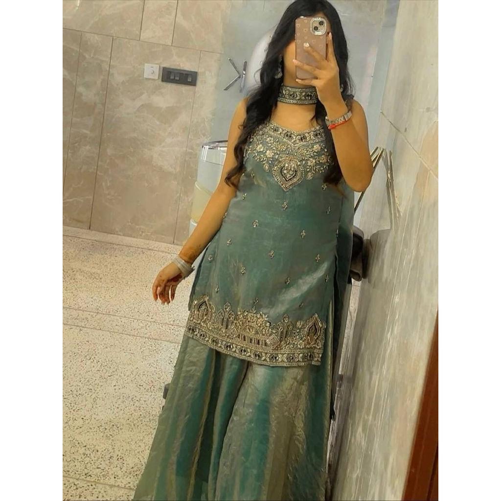 Desigenr Bollywood Paksiatni Sharara Suit Indian Party Wear Ethnic Salwar Kameez