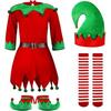 Beautiful Christmas Children's Christmas Elf Costume, Parent-Child Clothing Red Striped Hooded Dress Women's Clothing