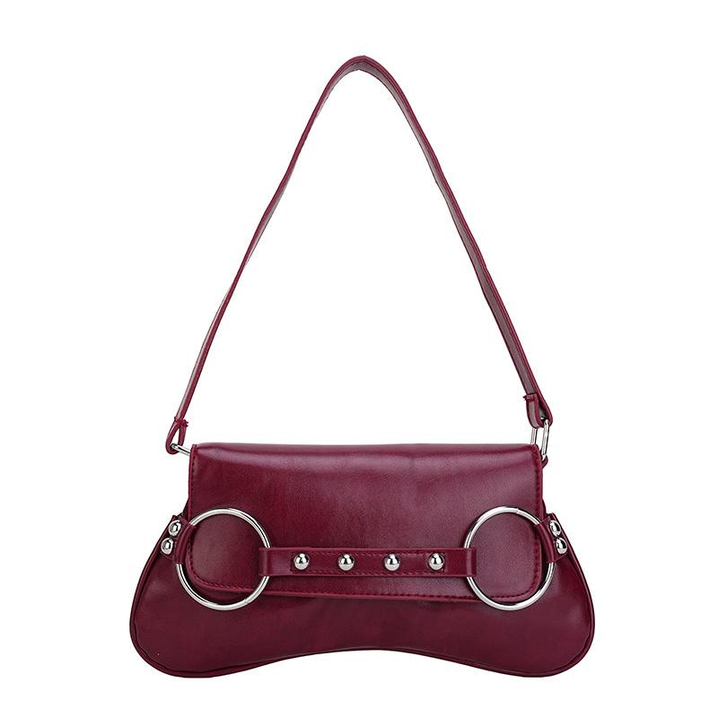 Bags This Year's Popular Bags 2025 European and American Fashion Rivet Shoulder Bag Women's Personality Versatile Retro Underarm Bag
