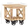 Side Table with Wheels 40 X 40 X 42 Cm Rough Mango Wood