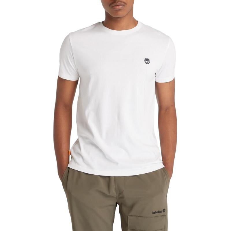 Timberland T-Shirts Men's White Crew Neck Moderate A2EKJ-100