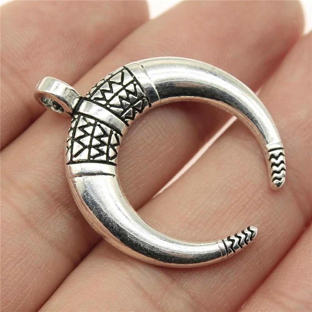 4pcs Charms Horn Antique Silver Color Crescent Moon Charms Pendants For Bracelets Crescent Moon Charms Wholesale