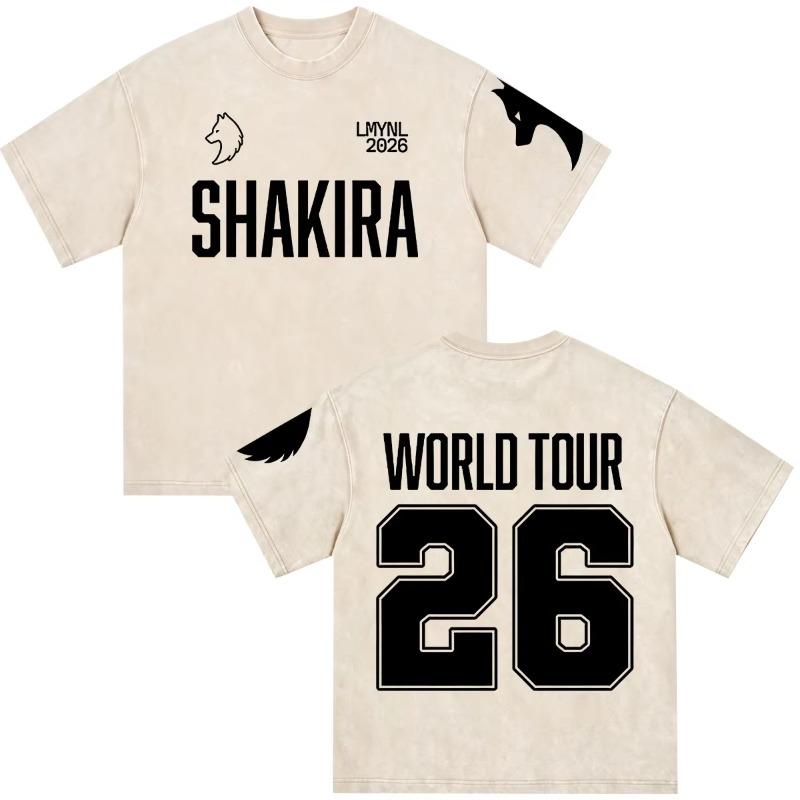 Shakira Las Mujeres Ya No Lloran World Tour 2026 Vintage Washed T-shirts Men Women Clothing Casual Harajuku Short Sleeve T Shirt