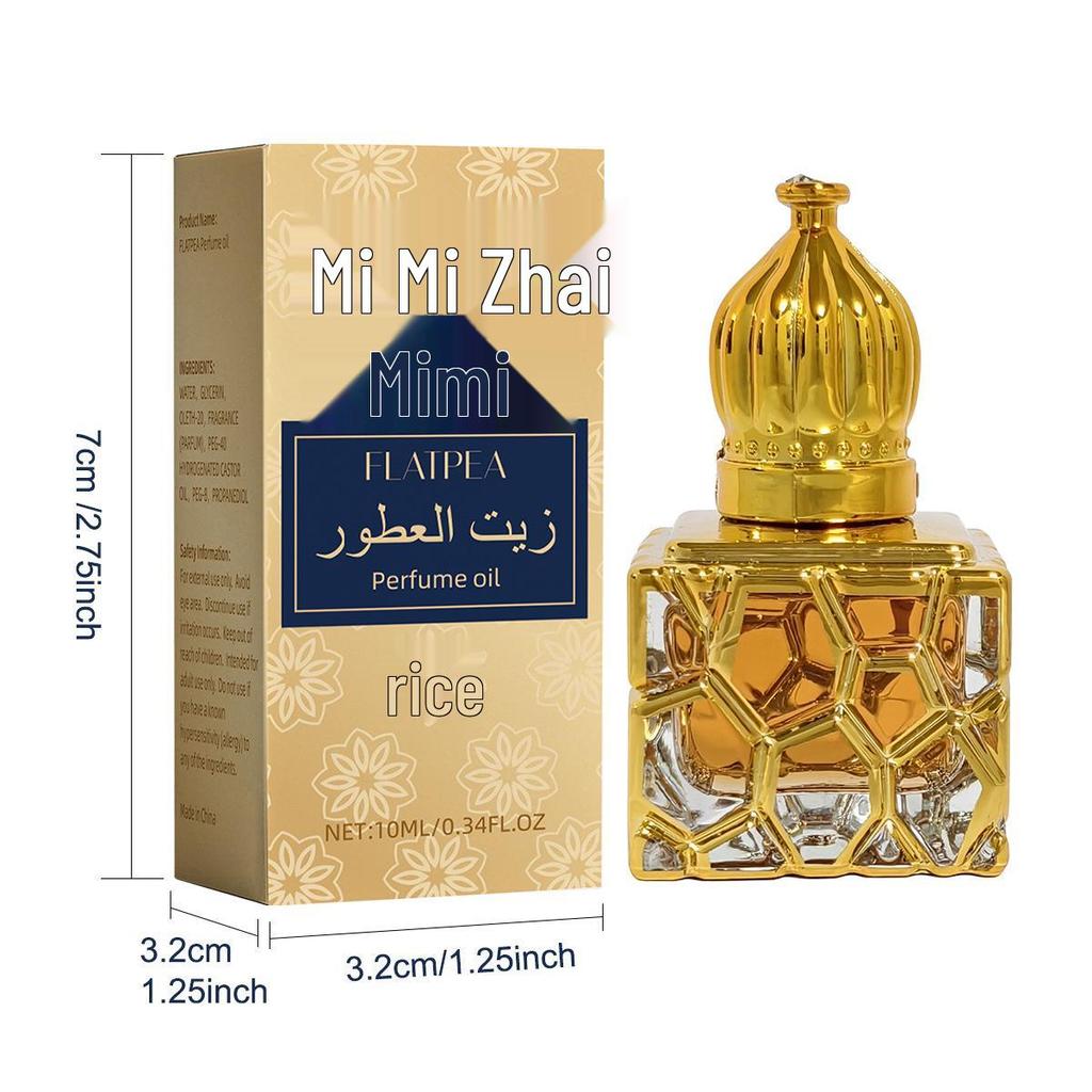 Arabic Gold-Plated Carved Glass Rollerball Perfume - Alcohol-Free, Portable Fruit Fragrance