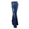 Women's  Color Hole No Bomb Cultivate Oneself  Denim Flare Pants