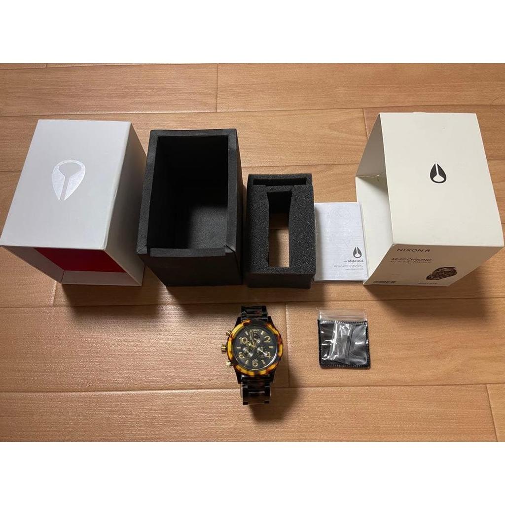 Used NIXON watch main body tortoiseshell pattern operation confirmed