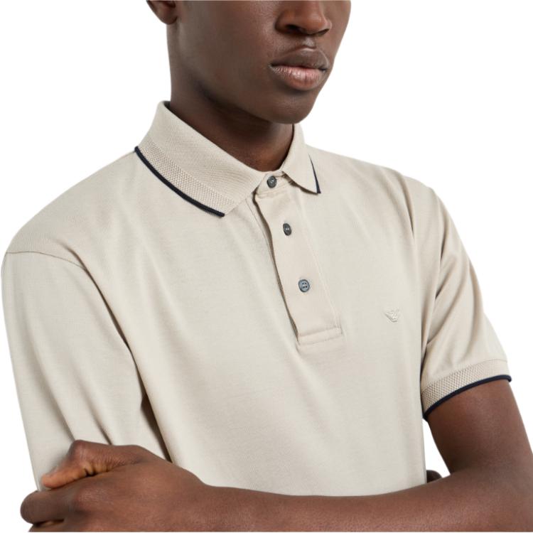 Emporio Armani Solid Color Short Sleeve Polo Shirt Men Tops Light-Brown EM000858-AF12955-U1098