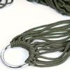 Portable Nylon Rope Net Hammock Breathable Camping Hanging Bed With Metal Rings For Outdoor Hiking Travel Garden