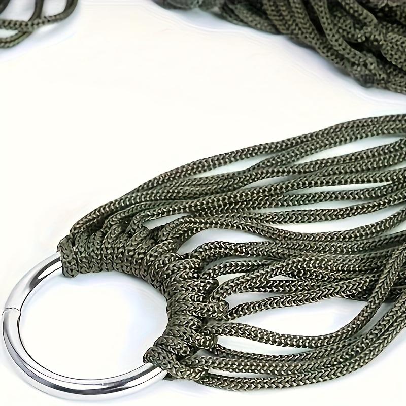 Portable Nylon Rope Net Hammock Breathable Camping Hanging Bed With Metal Rings For Outdoor Hiking Travel Garden