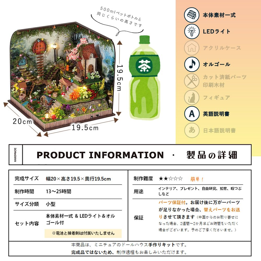 Moin moin Set Kit Miniatura Casa delle Bambole Fai da Te: Casa nel Bosco dei Ciliegi in Fiore, Scala 1:24, Fiaba, Storia, Arredamento d'Interni, Modello, Relax, Collezione,