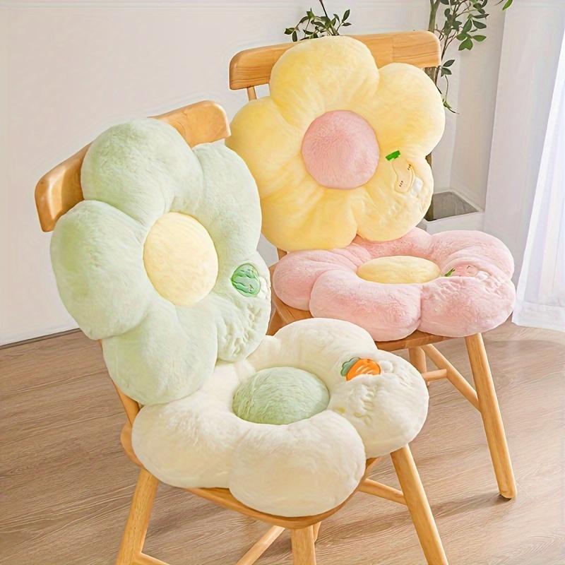 Soft Round Plush Seat Cushion - Fruit & Flower-Themed, Machine Washable, Polyester - Comfortable Full-Body Support for Long Sitting