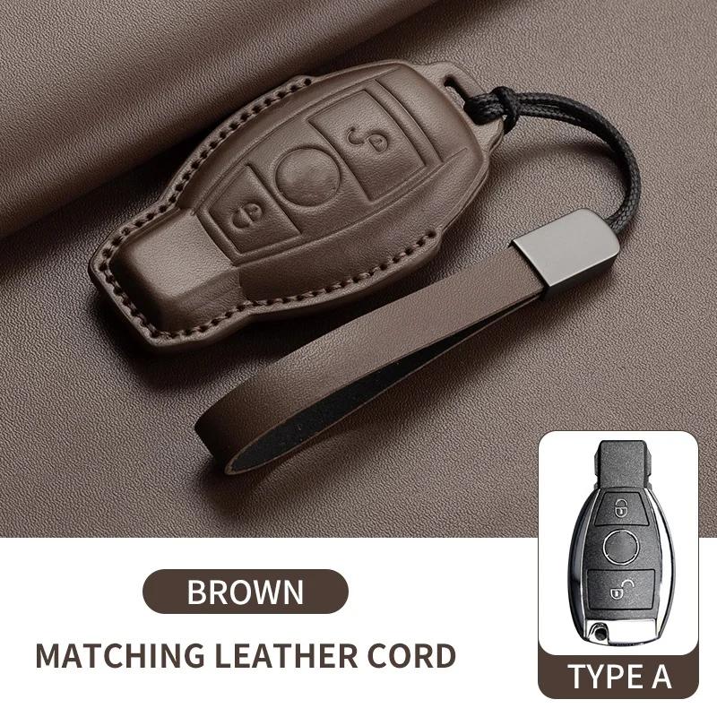 Leather Car Key Case Cover For Mercedes Benz E C G M R S Class W204 W212 W176 GLC CLA GLA AMG 2025 Key Shell Car Accessories