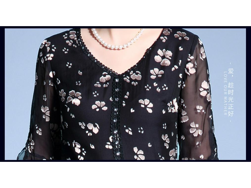 2024 Summer Silk Slim Fit Floral Mid-Length Dress for Women