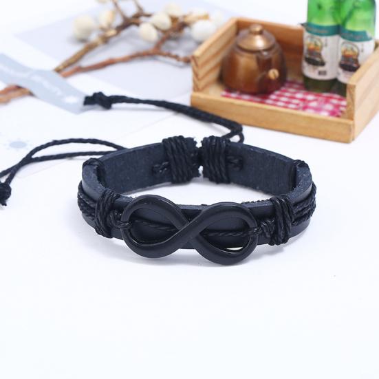 Männer Frauen 8-Form Geflochtenes Seil Kunstleder Armband Armband Paar Schmuck