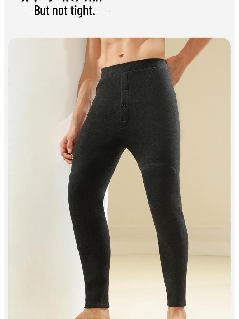 Women's Extra Thick High Waist Wool Winter Pants with Knee Pads