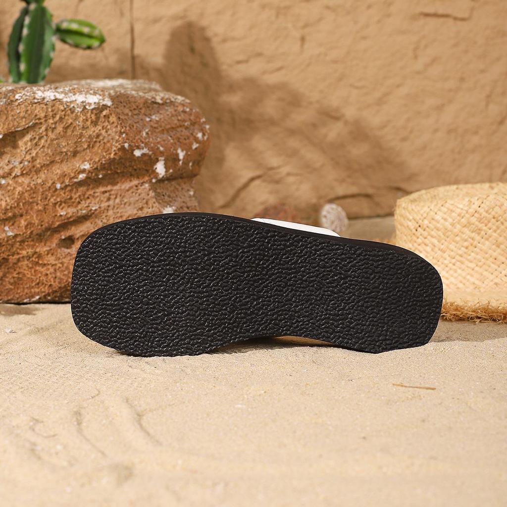 Women's 2025 Thick Sole Cross-Border Flip-Flops: Versatile Square Toe Casual Beach Sandals