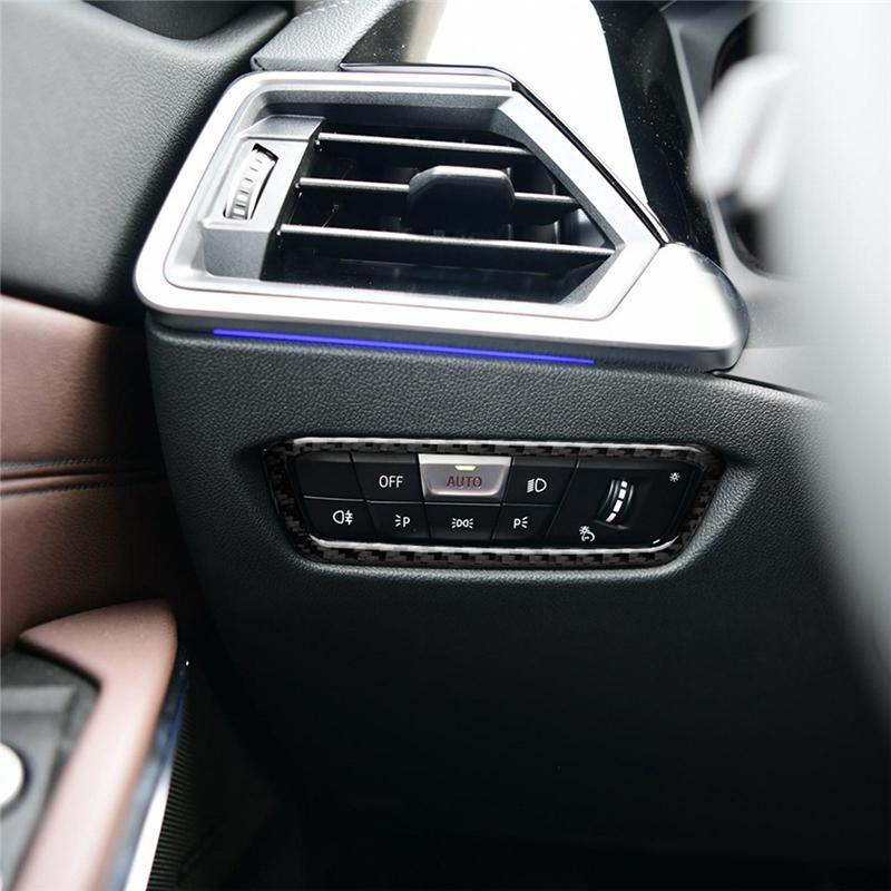 For BMW 3 Series G20 2019-2020 Accessories Car Interior Button Panel Cover Decorative Carbon Fiber Sticker