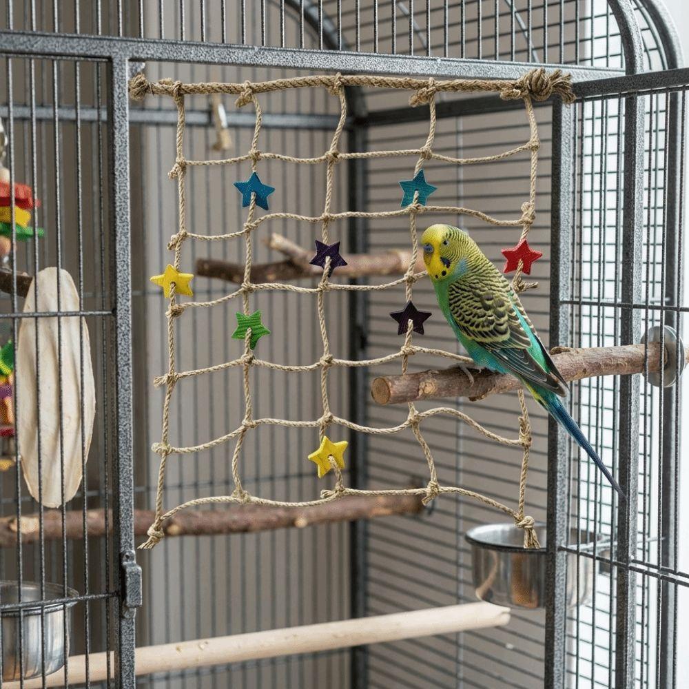 Chewing Biting Parrot Climbing Net Colorful Star Bird Stand Net Bird Hammock Pet Bird