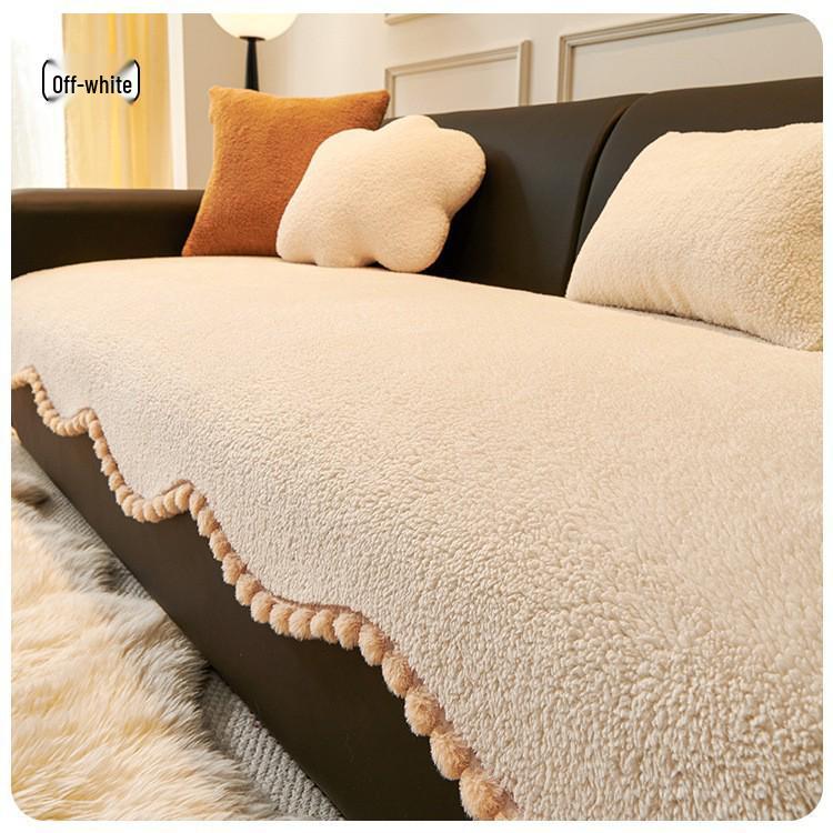 Lammwolle Anti-Rutsch Sofabezug: Dicke, einteilige Polsterung für Herbst & Winter