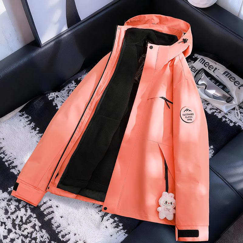 Unisex 3-in-1 Removable Mountaineering Jacket with Warm Fleece, Windproof and Waterproof, Customizable Logo