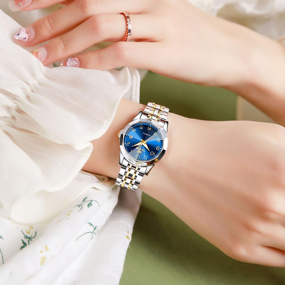 OLEVS Women's Watch Japanese Quartz Stainless Steel Band Classic Dial Luminous Function 30M Waterproof Business Ladies Watch Popular Stylish Cute Gift