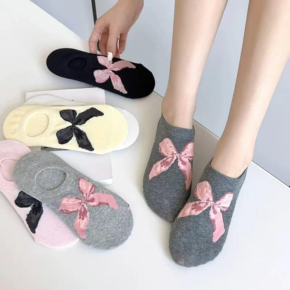 6 Pair Sweet Bow Socks Thin Ankle Socks Shallow Mouth Cotton Socks  Girl