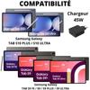 45W Fast Wall Charger - PHONILLICO - USB-C - Compatible Galaxy TAB S10/S9 - Black - Fast Charging