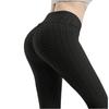 Women's Fashion Jacquarded High Elastic Sports Bodybuilding Cropped Pants Fitness Solided Color High Waist Hip Leggings