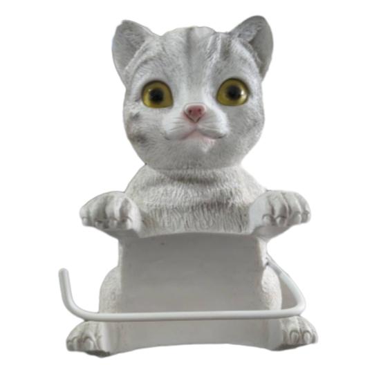 Wall Mounted Toilet Paper Holder Simple Installation Realistic 3D Printed Cat Paper Towel Holder Bathroom Decoration