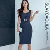 ISLAYCAOLILA E18 Scarlet Cabaret Mini Club Party Tight Midi Bodycon Dress Women's (XL, Navy) Dress, Dress, Dress, Dress, Dress, Striped, Sleeveless,